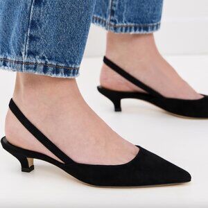 NEW AUTH JENNI KAYNE Black Suede Real Leather Kitten Heel Shoes 36/US 6 ITALY